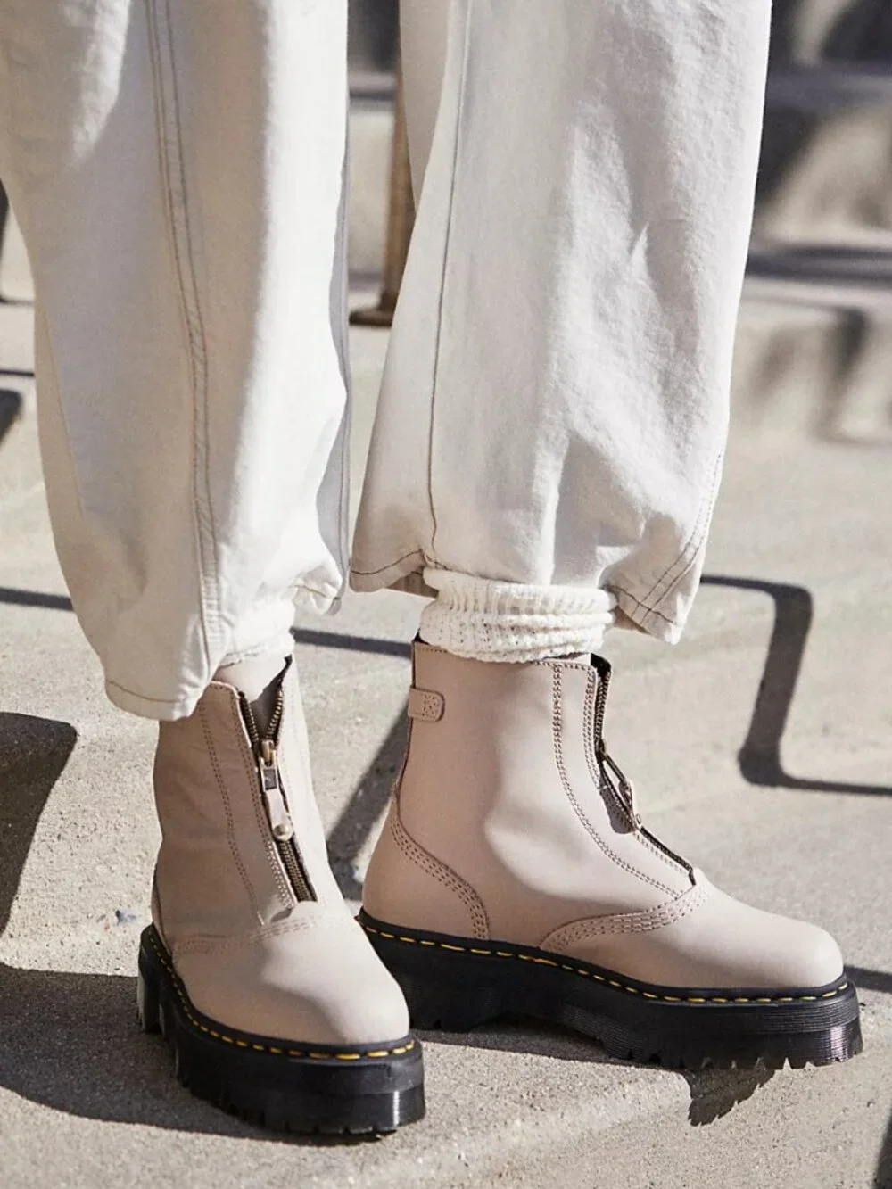 Dr. Martens Jetta Boots in Cream/Tan